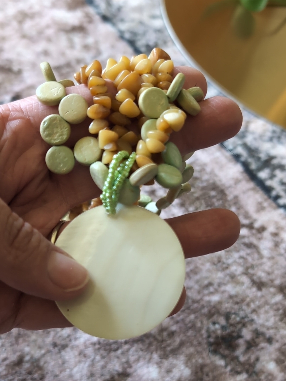 Beaded Brown and Cream Multi-Strand Pendant Necklace - Picture 4 of 5